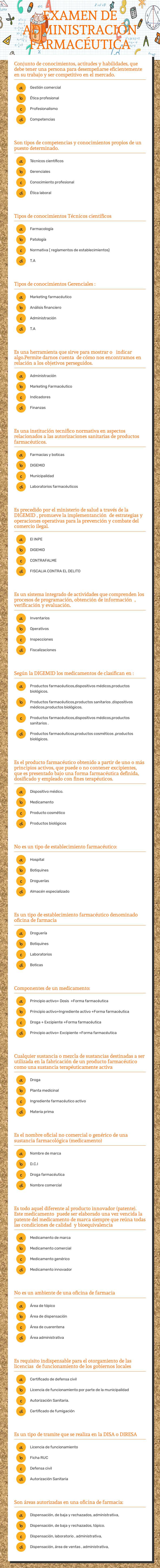 EXAMEN DE ADMINISTRACIÓN FARMACÉUTICA worksheet preview image