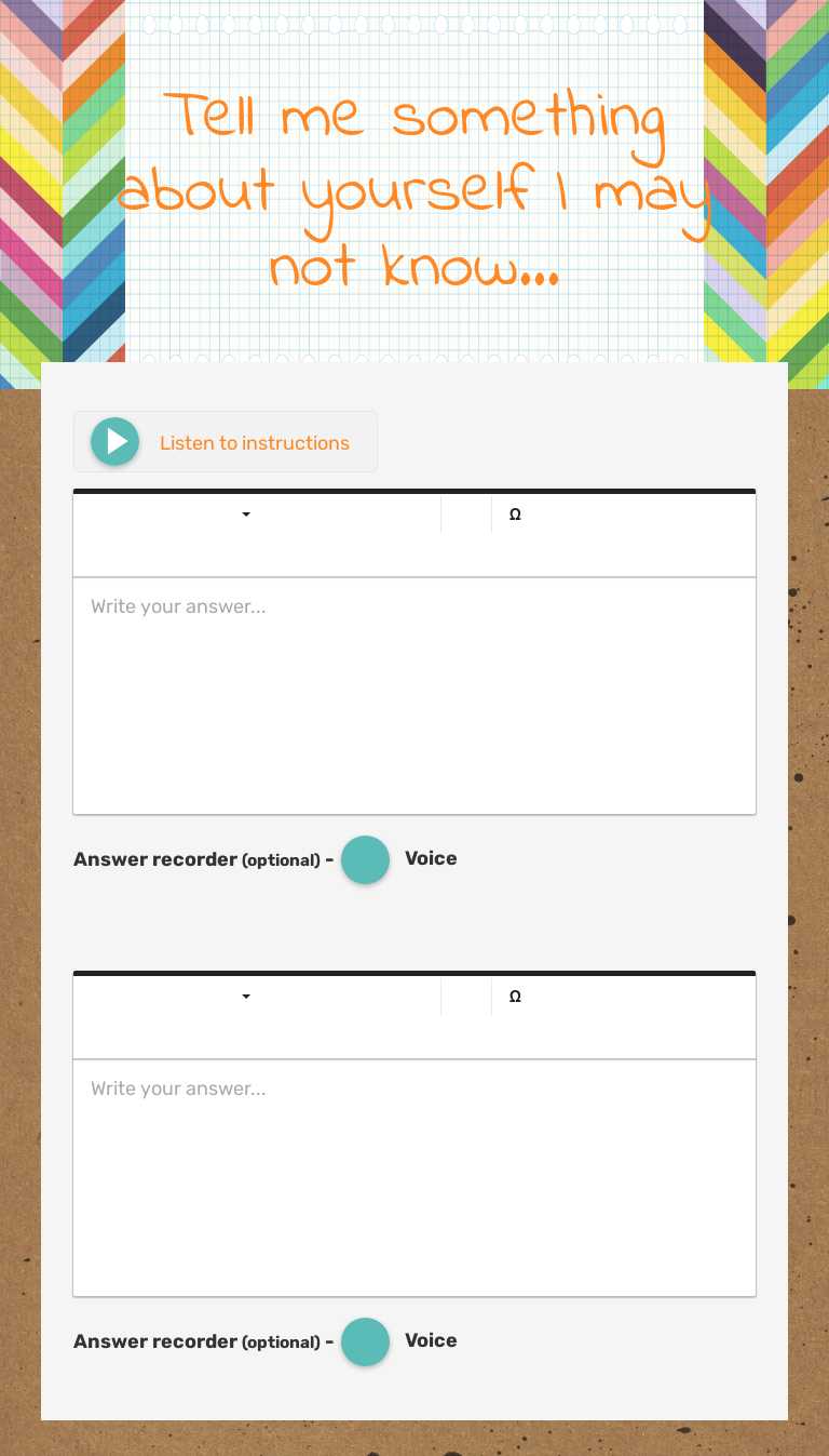 Tell me something about yourself I may not know... worksheet preview image