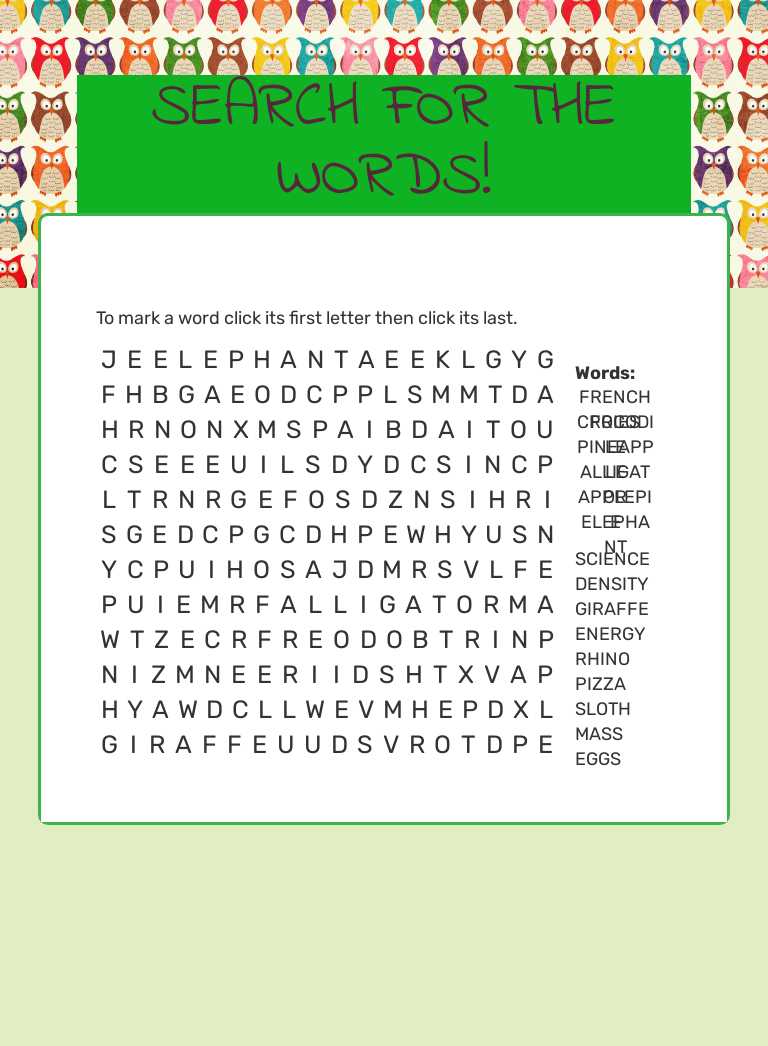 SEARCH FOR THE WORDS! worksheet preview image