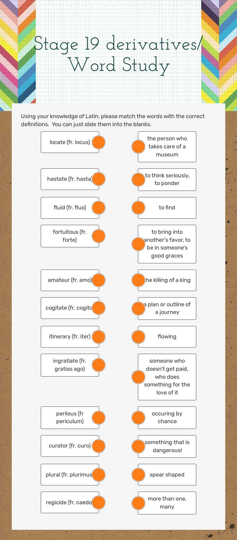 Stage 19 derivatives/ Word Study worksheet preview image