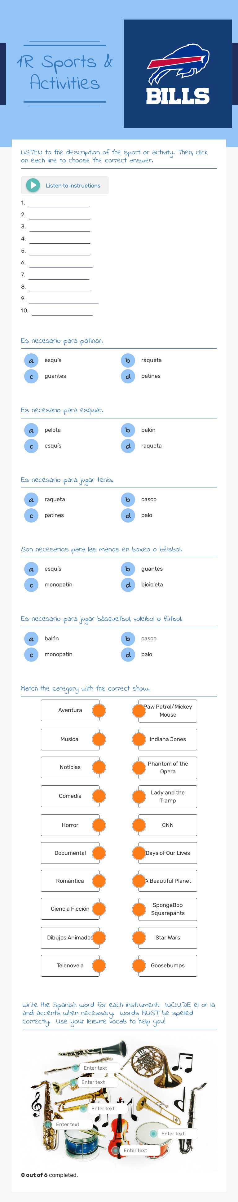 1R Sports & Activities Grade 8 worksheet preview