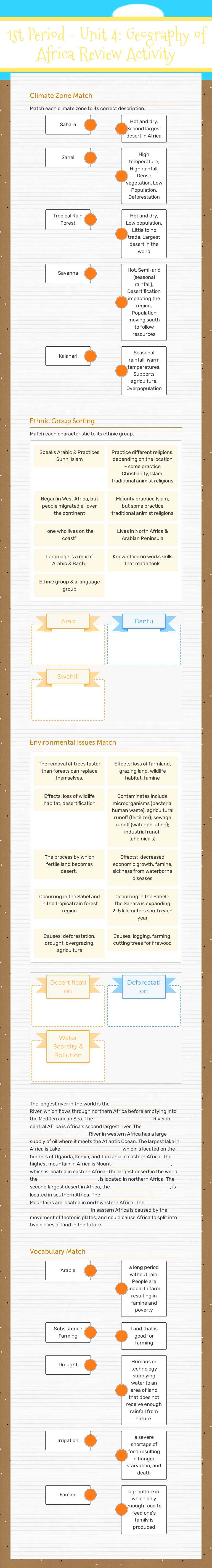 1st Period - Unit 4: Geography of Africa
Review Activity worksheet preview image