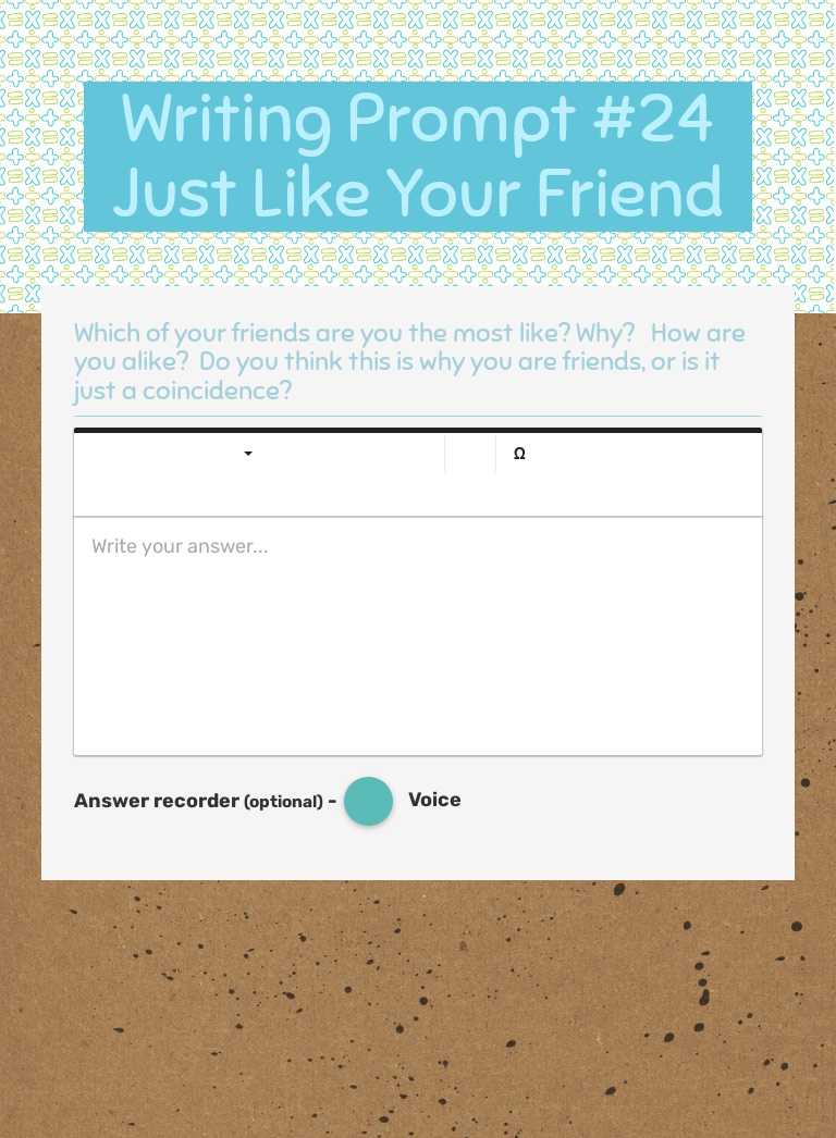 Writing Prompt #24 Just Like Your Friend worksheet preview image
