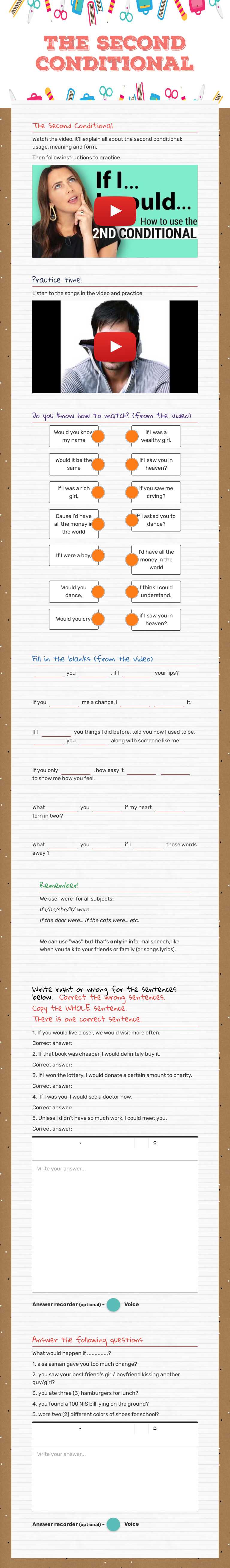 The second conditional worksheet preview image