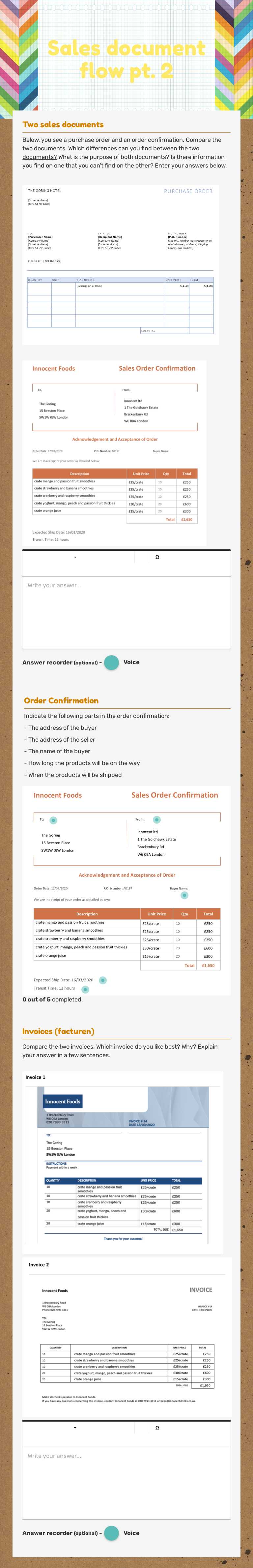 Sales document flow pt. 2 worksheet preview image