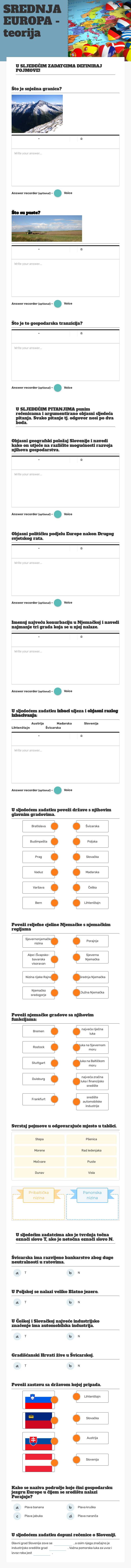 SREDNJA EUROPA - teorija worksheet preview image