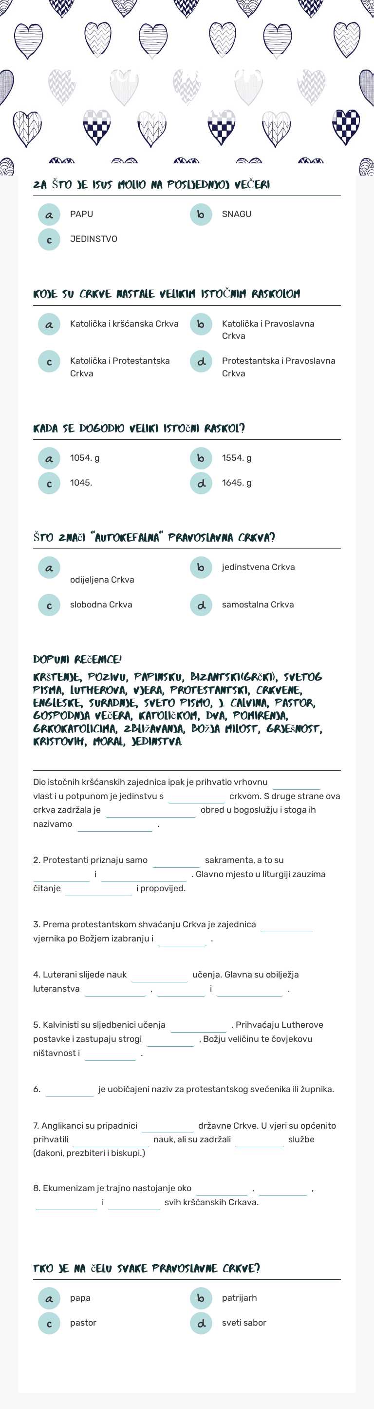 Kršćani na drugi način Grade 7 worksheet preview