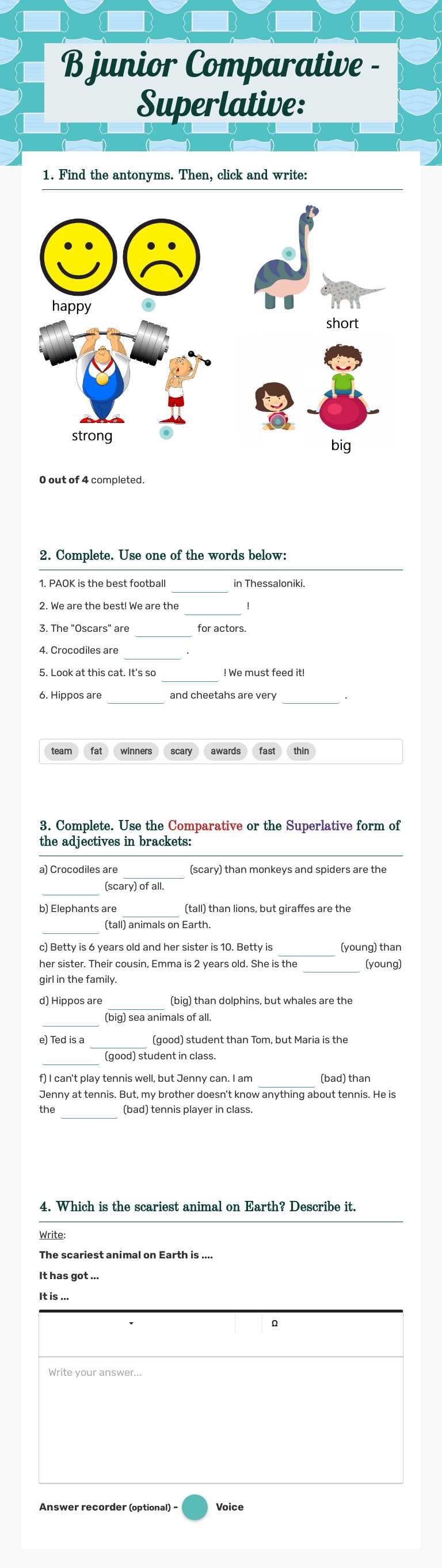 B junior
Comparative - Superlative: worksheet preview image