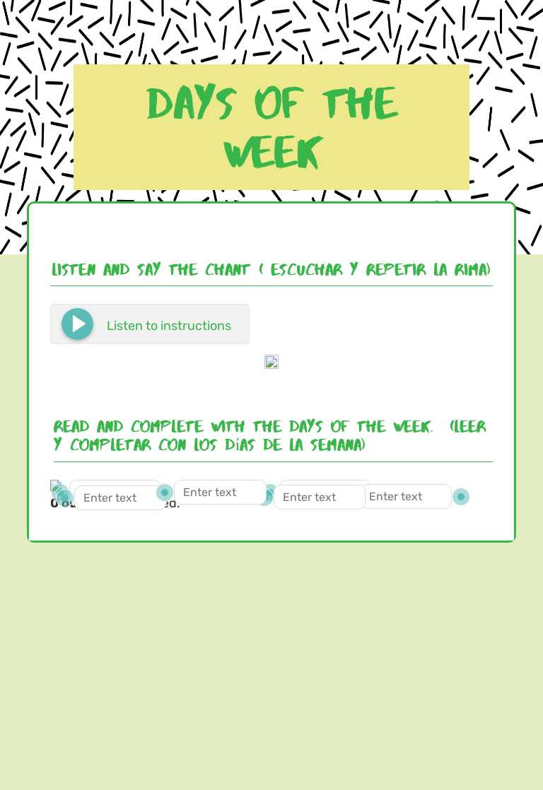 DAYS OF THE WEEK Grade 4 worksheet preview