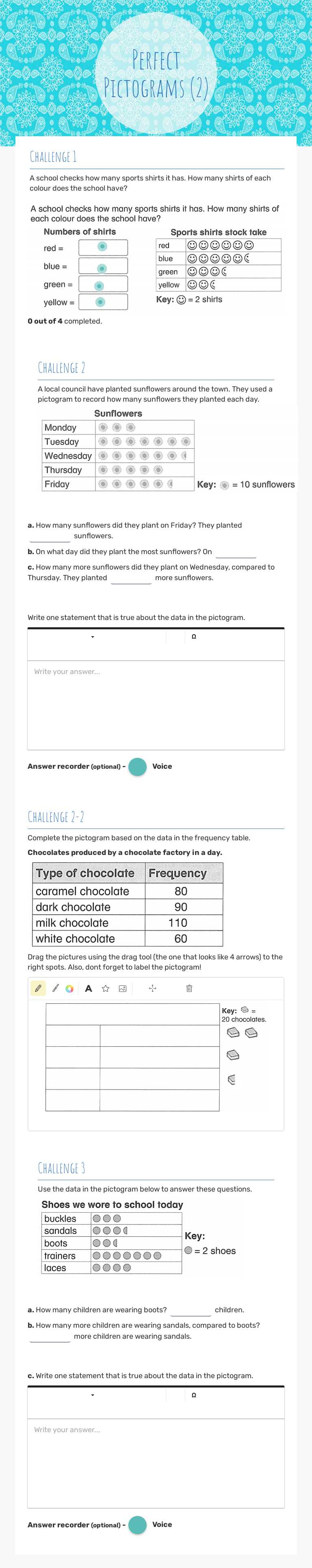 Perfect Pictograms (2) Grade 4 worksheet preview