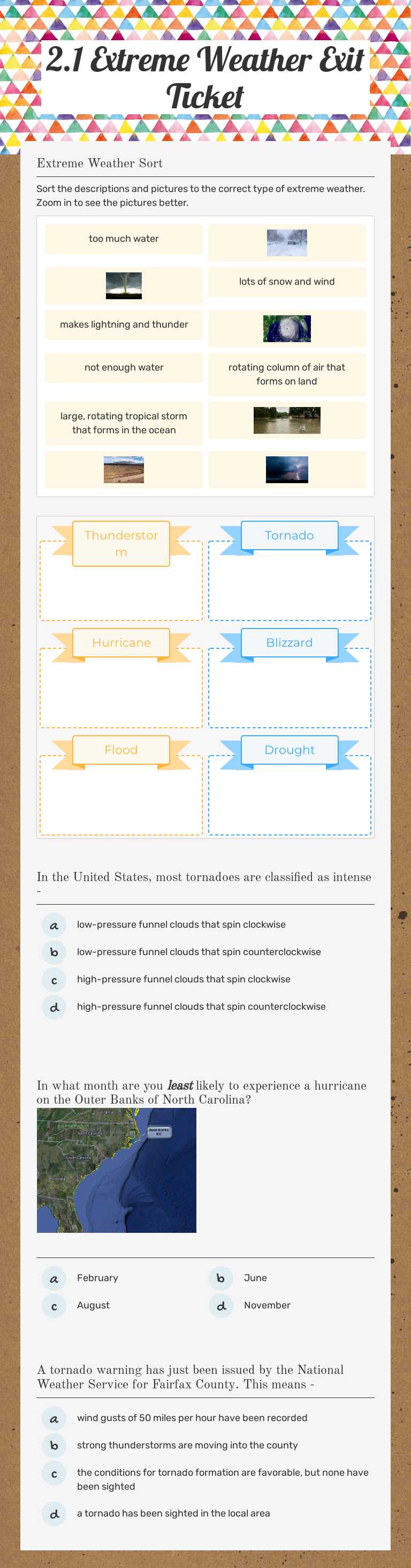 2.1 Extreme Weather Exit Ticket worksheet preview image