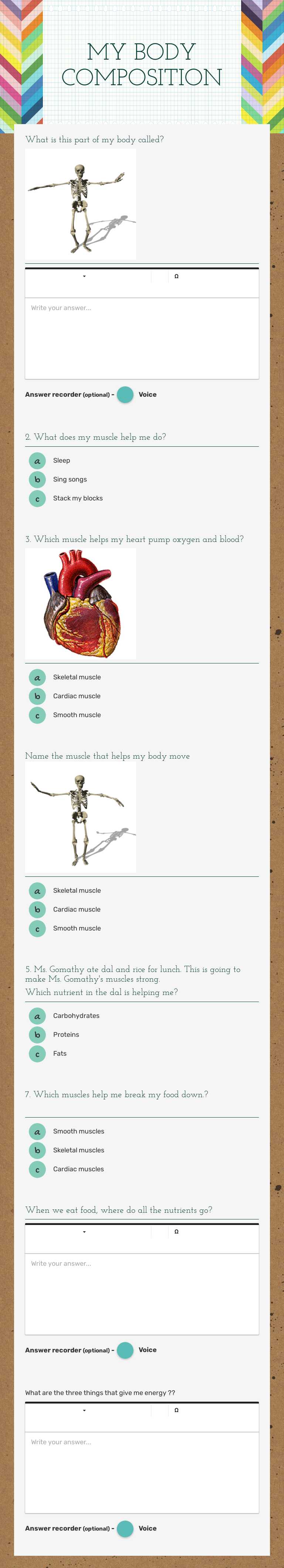 MY BODY COMPOSITION worksheet preview image