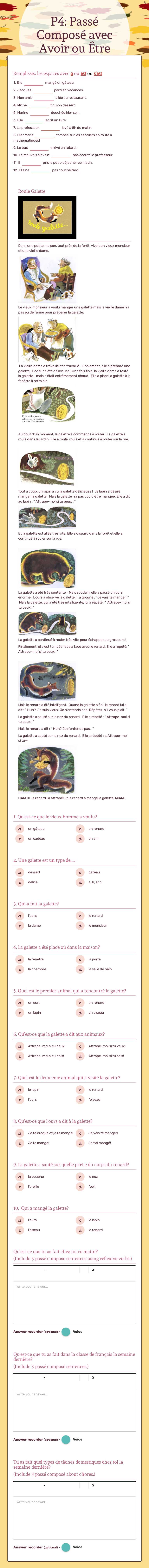 P4: Passé Composé avec Avoir ou Être Grade 10 worksheet preview