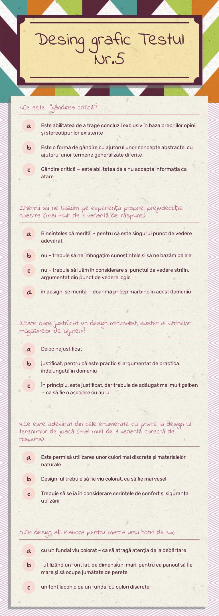 Desing grafic Testul Nr.5 worksheet preview image