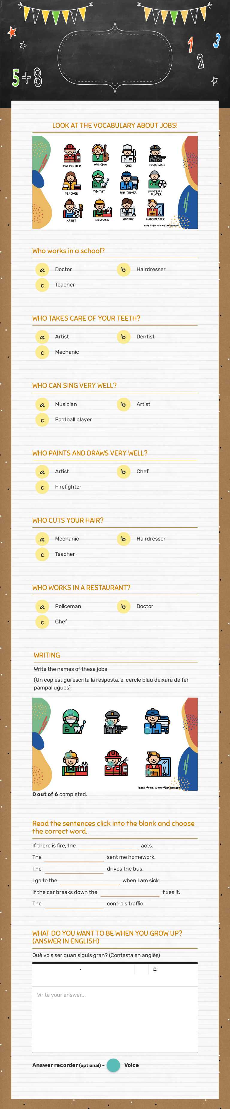 Let's talk about jobs! worksheet preview image
