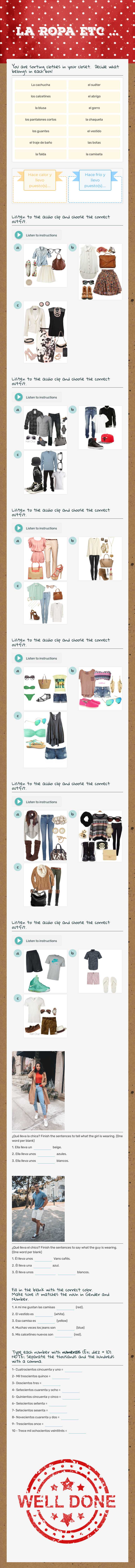 La Ropa etc ... Grade 8 worksheet preview