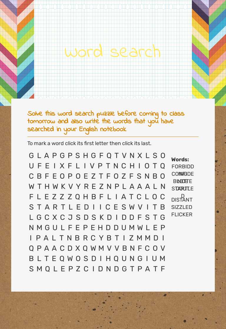 Word search worksheet preview image