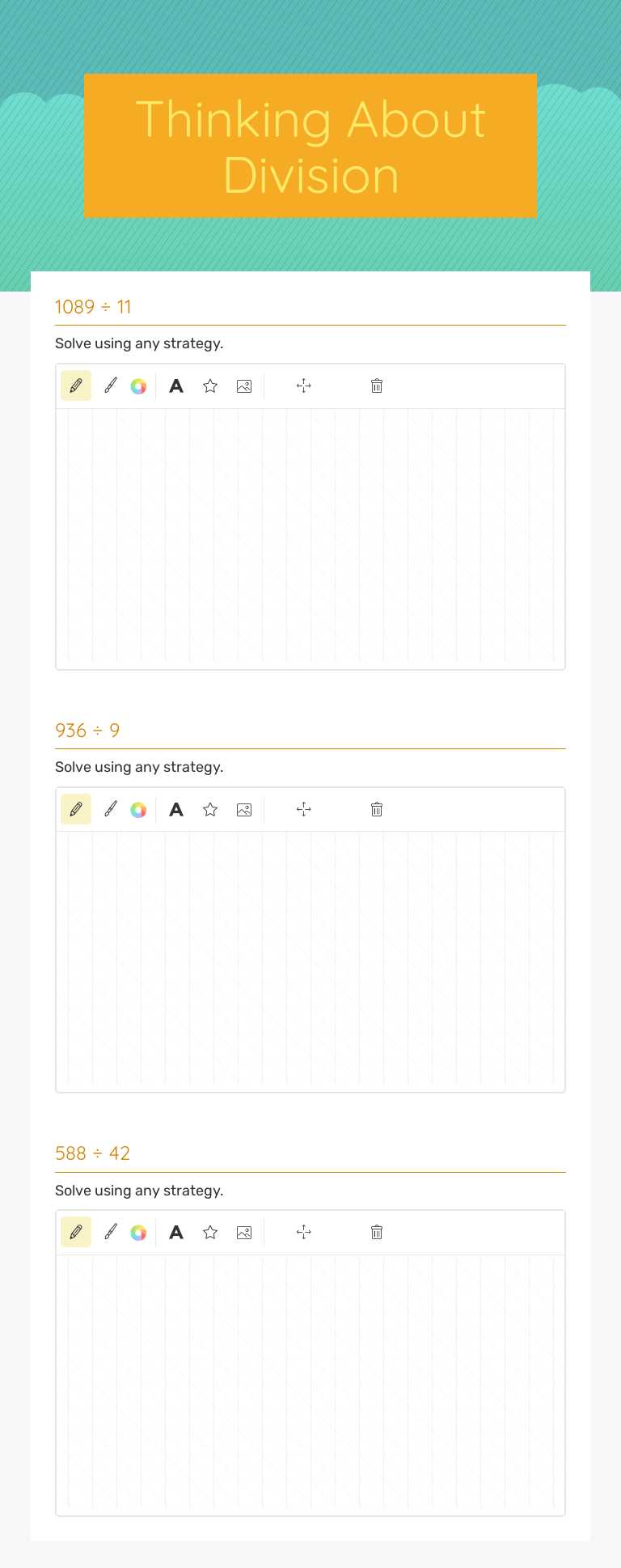 Thinking About Division Grade 5 worksheet preview