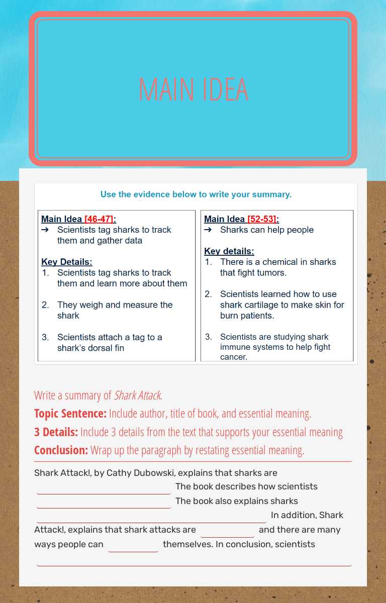 Main Idea Grade 3 worksheet preview