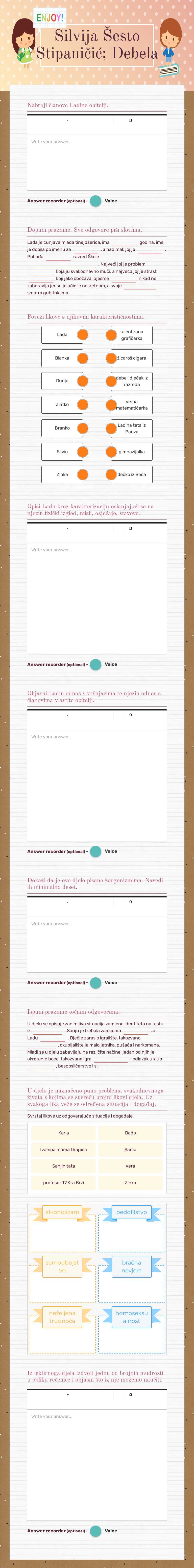 Silvija Šesto Stipaničić; Debela Grade 8 worksheet preview