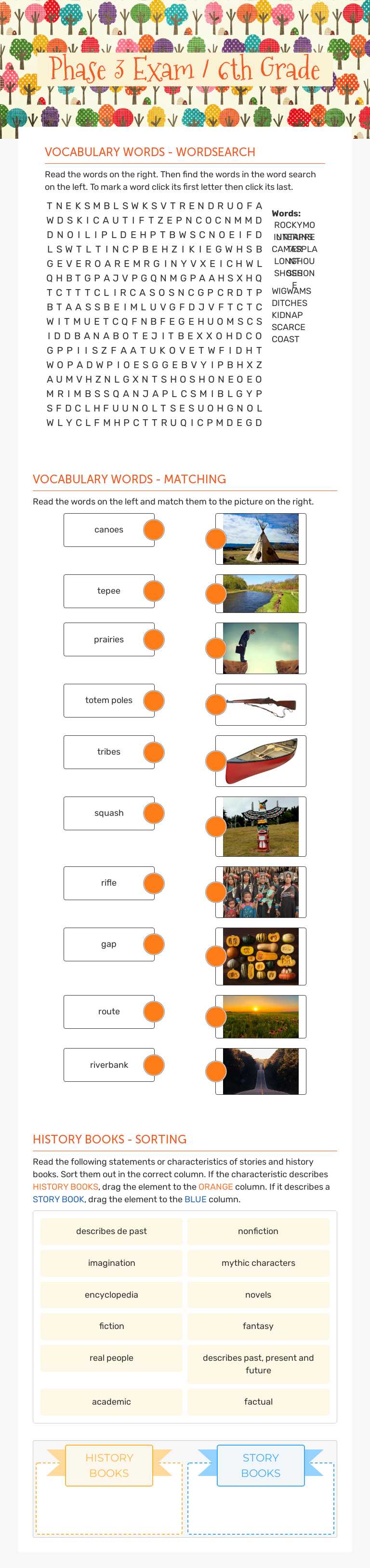 Phase 3 Exam / 6th Grade worksheet preview image
