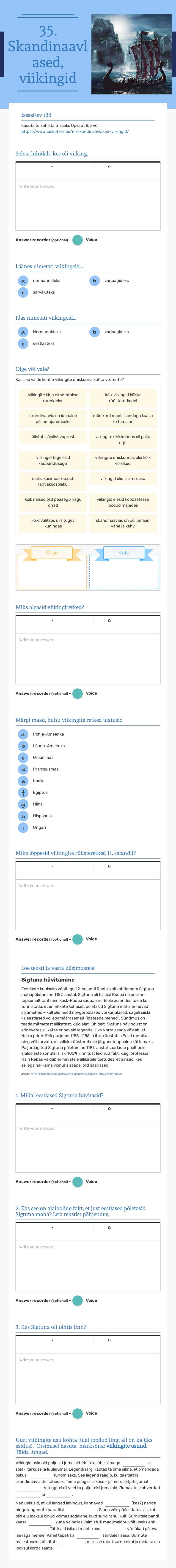 35. Skandinaavlased, viikingid worksheet preview image