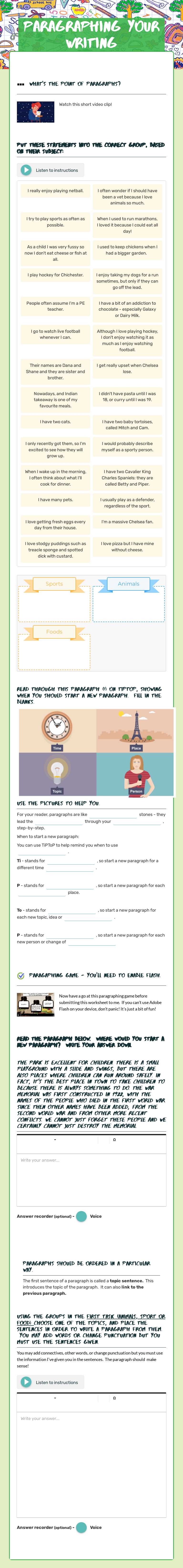 Paragraphing your writing worksheet preview image