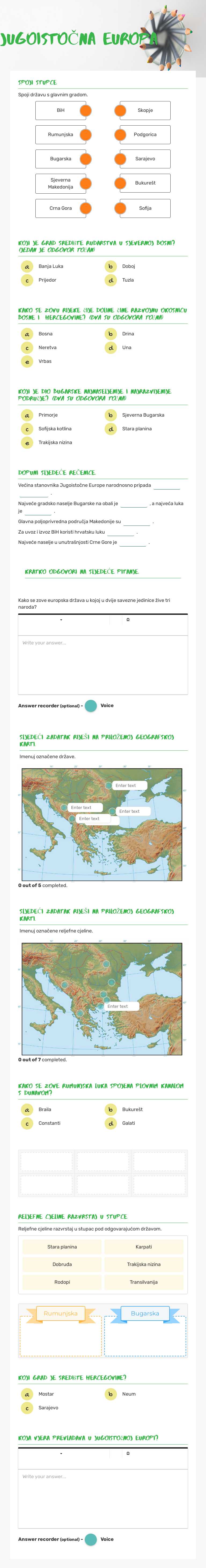 JUGOISTOČNA EUROPA worksheet preview image