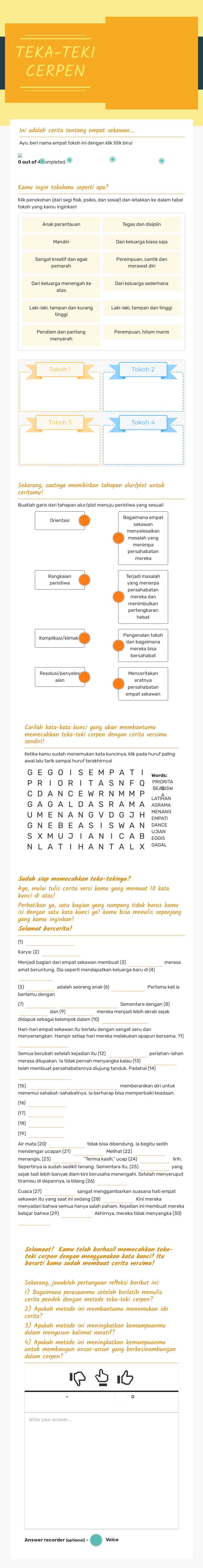 TEKA-TEKI CERPEN worksheet preview image