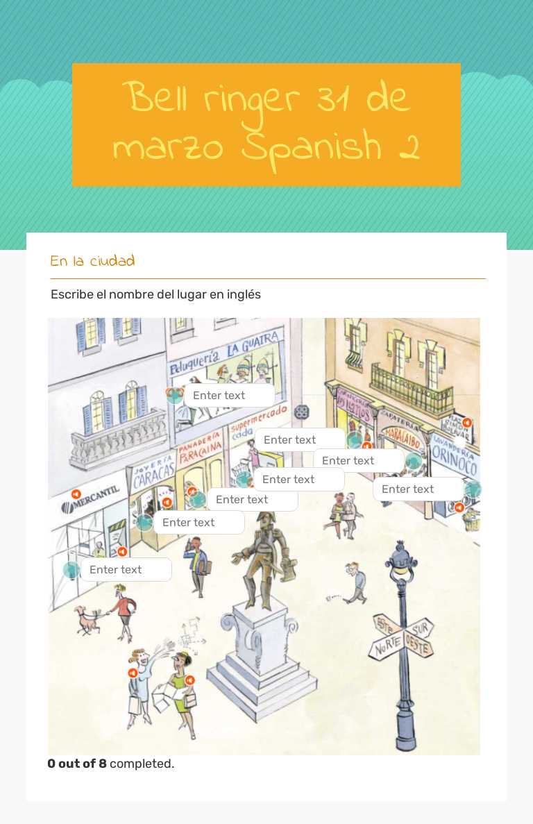 Bell ringer 31 de marzo Spanish 2 worksheet preview image