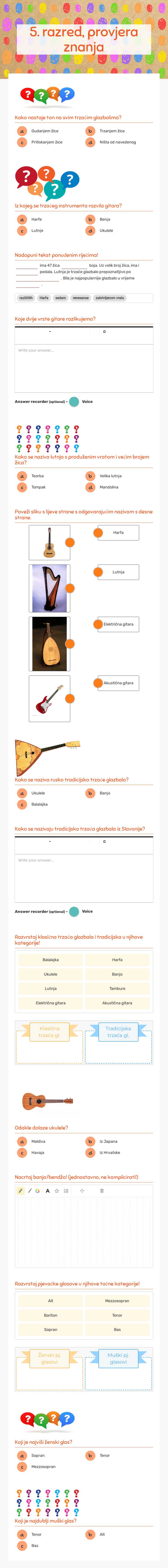 5. razred, 
provjera znanja worksheet preview image