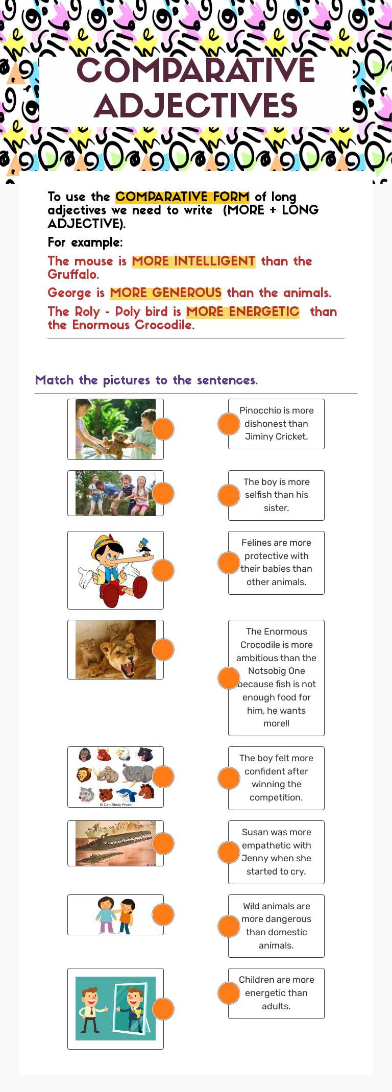 COMPARATIVE ADJECTIVES worksheet preview image