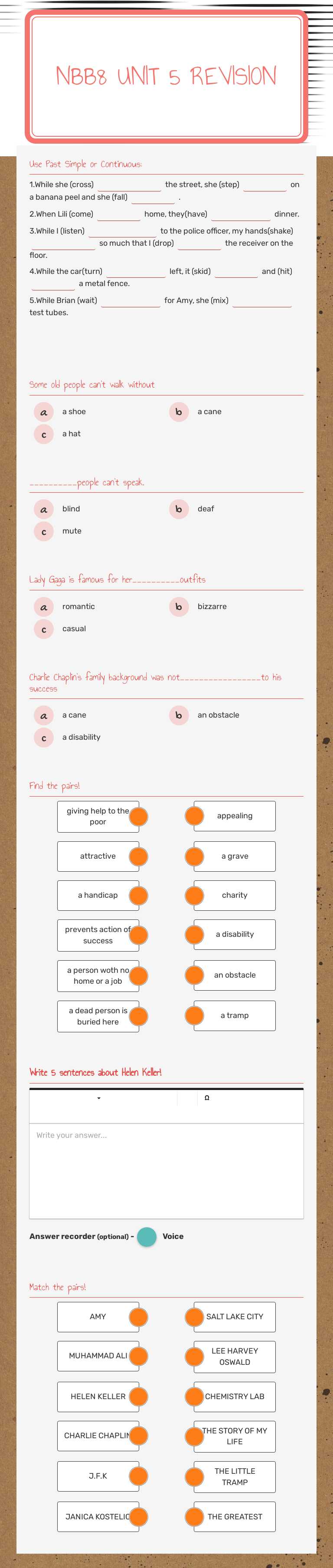 NBB8 UNIT 5 REVISION worksheet preview image