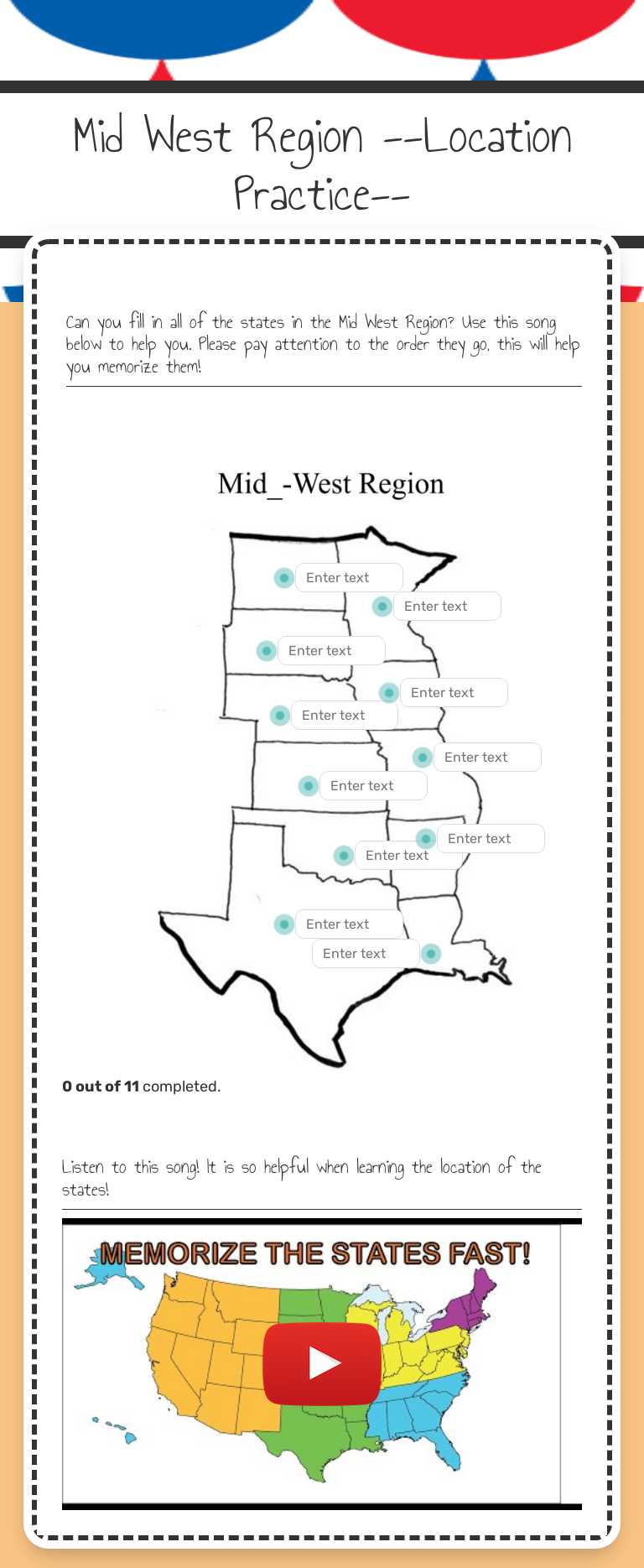 Mid West Region
--Location Practice-- worksheet preview image