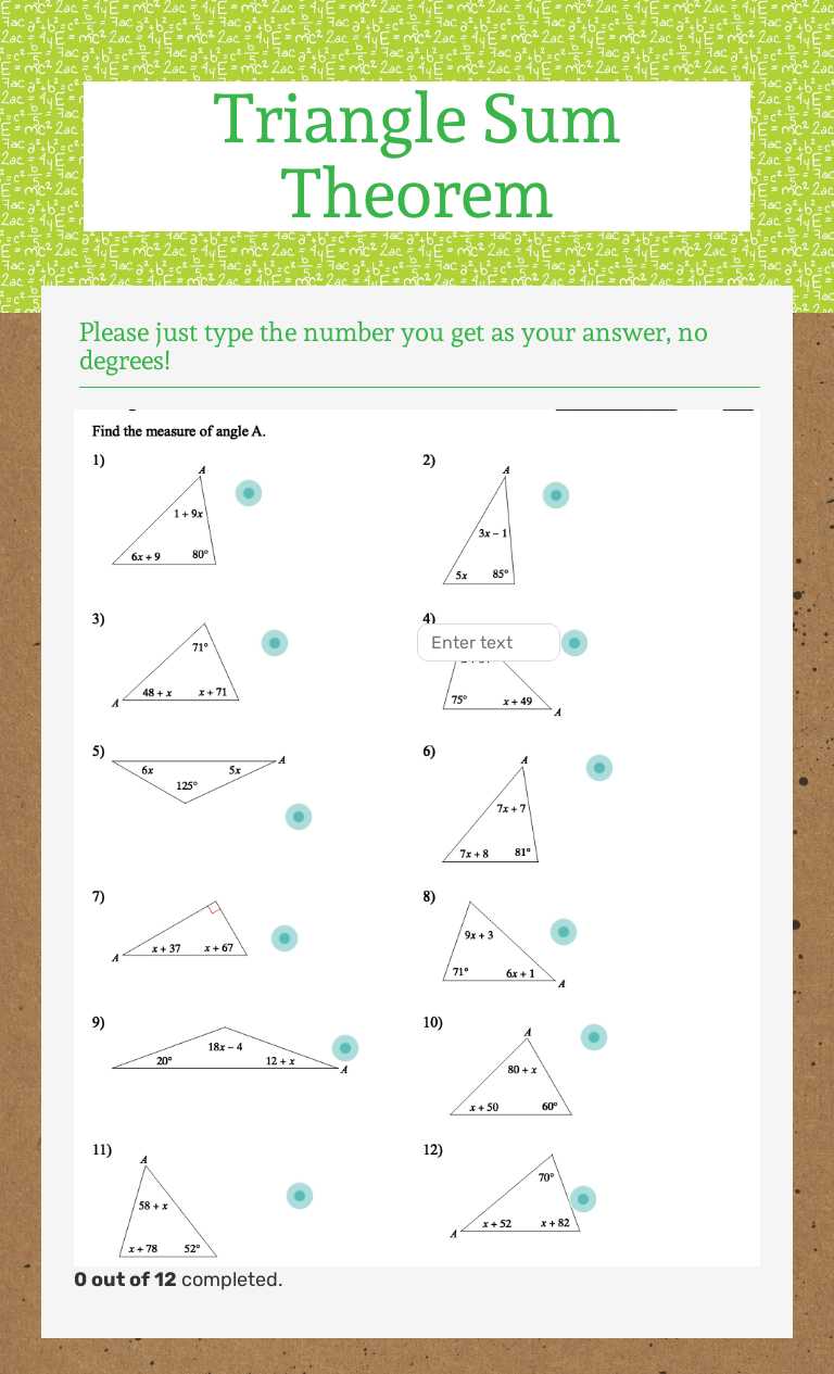 Triangle Sum Theorem worksheet preview image