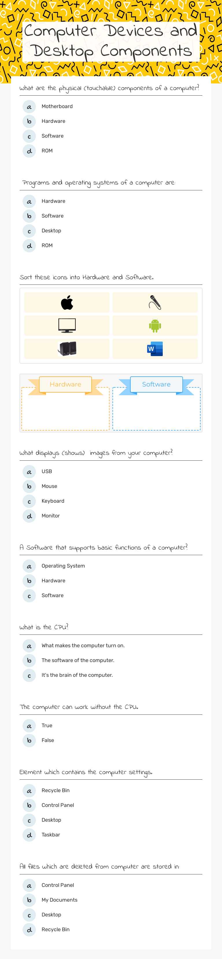 Computer Devices and Desktop Components worksheet preview image