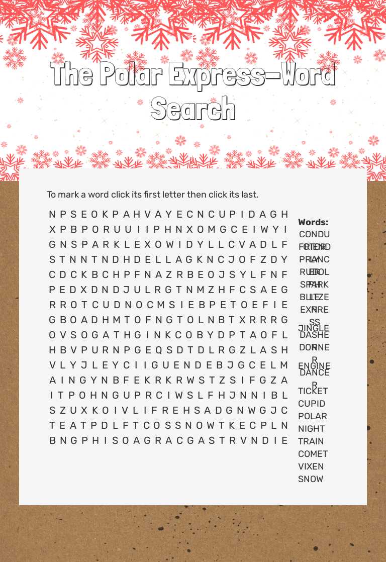 The Polar Express-Word Search worksheet preview image