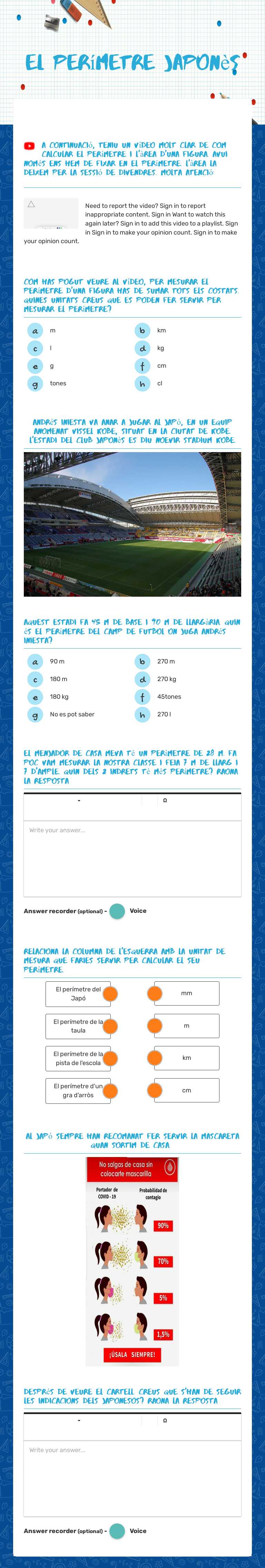 El perímetre japonès Grade 5 worksheet preview