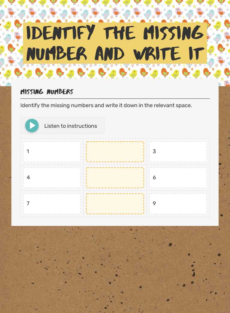 Identify the missing Number and Write it Preschool worksheet preview