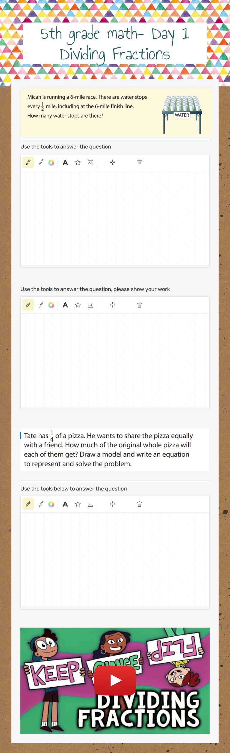 5th grade math- Day 1    
Dividing Fractions Grade 5 worksheet preview