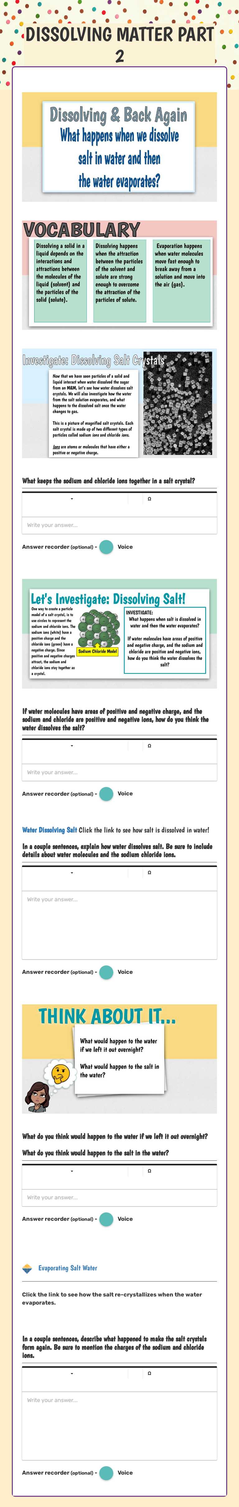 DISSOLVING MATTER
PART 2 worksheet preview image