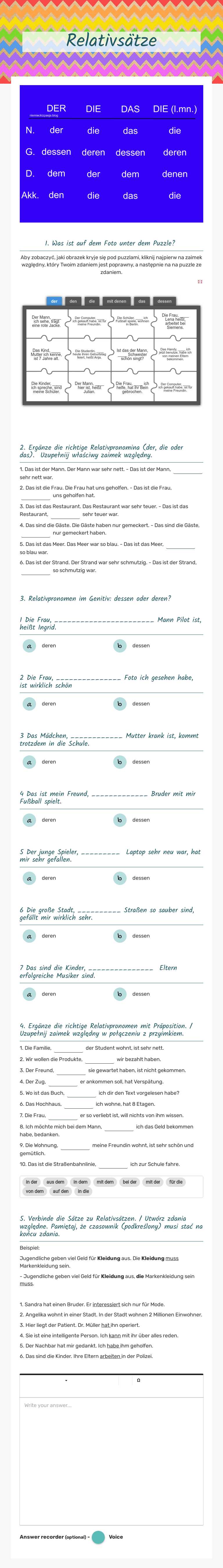 Relativsätze worksheet preview image