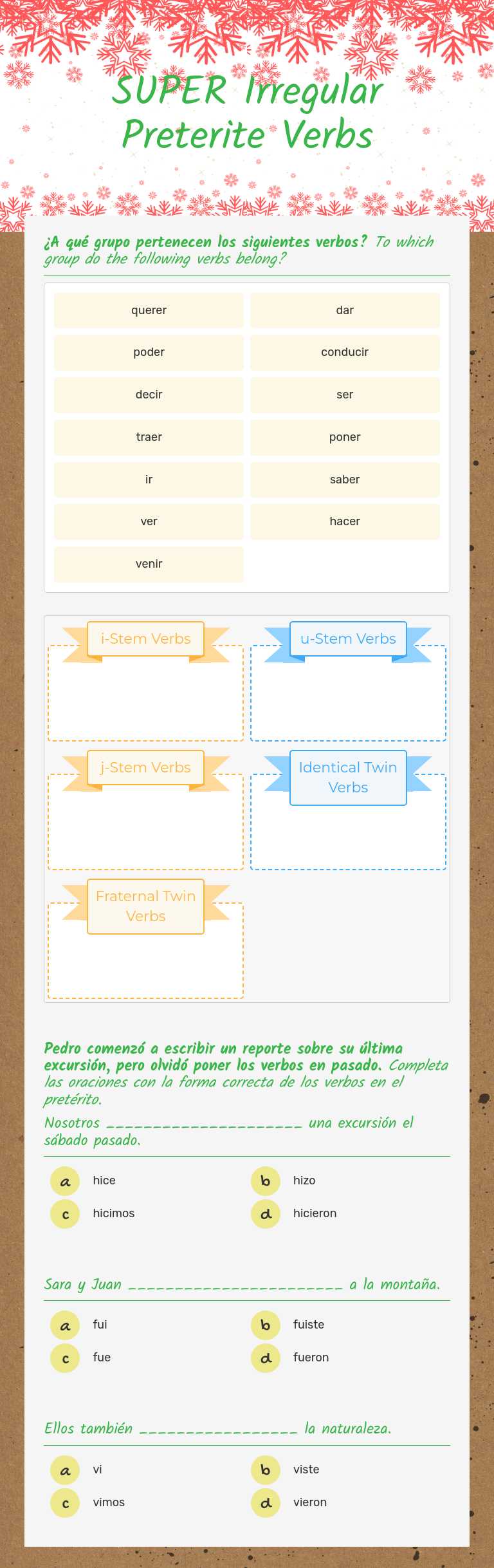 SUPER Irregular Preterite Verbs worksheet preview image