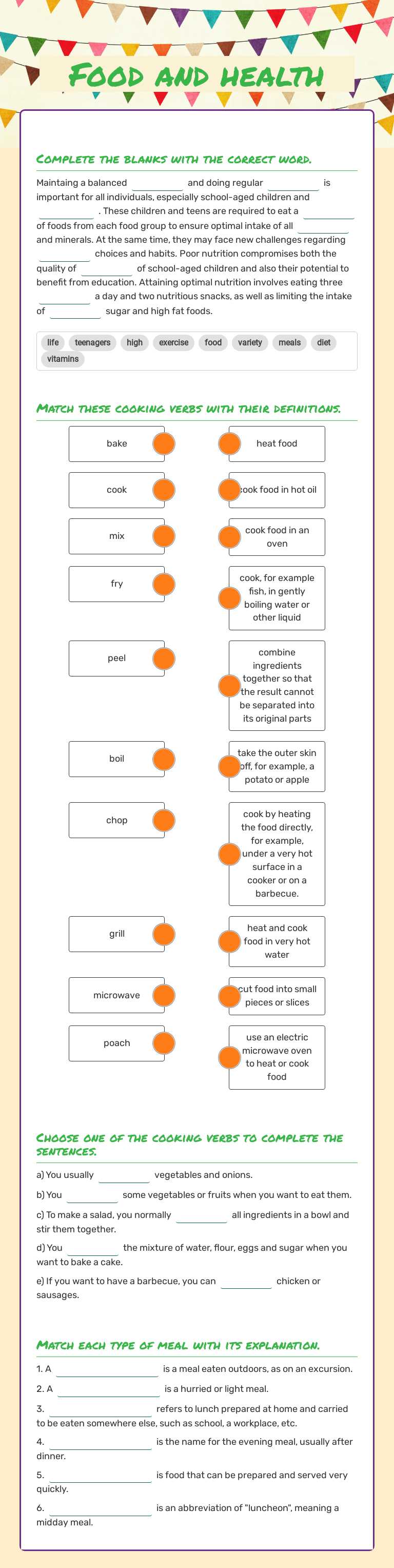 Food and health Other worksheet preview