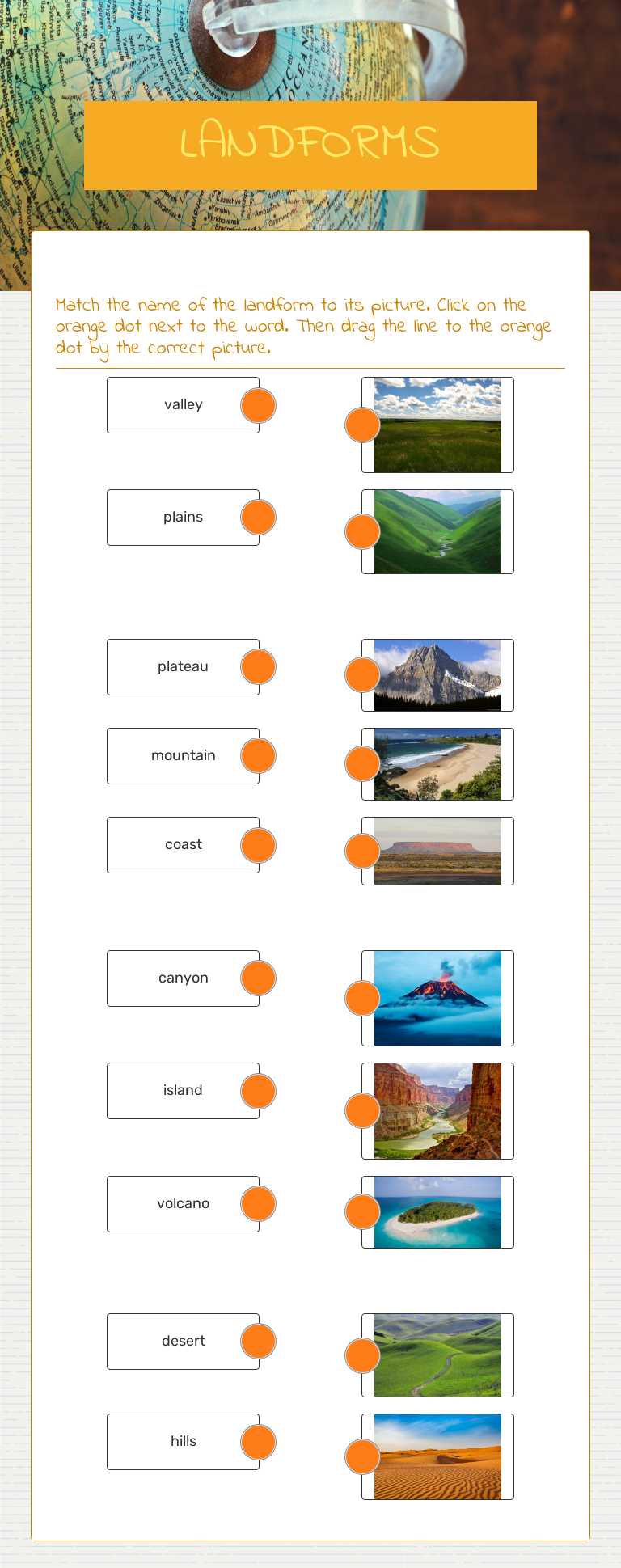 LANDFORMS Grade 2 worksheet preview