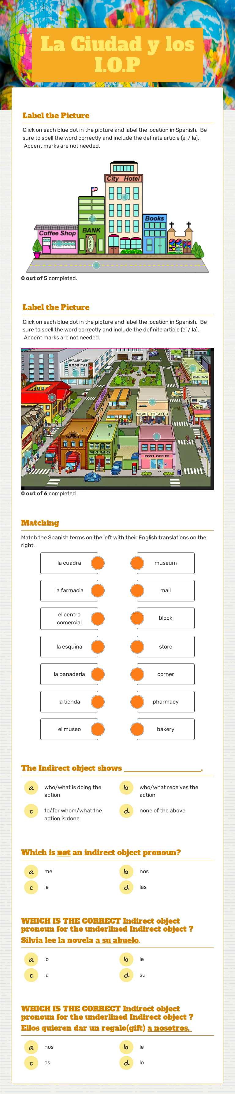 La Ciudad y los I.O.P worksheet preview image