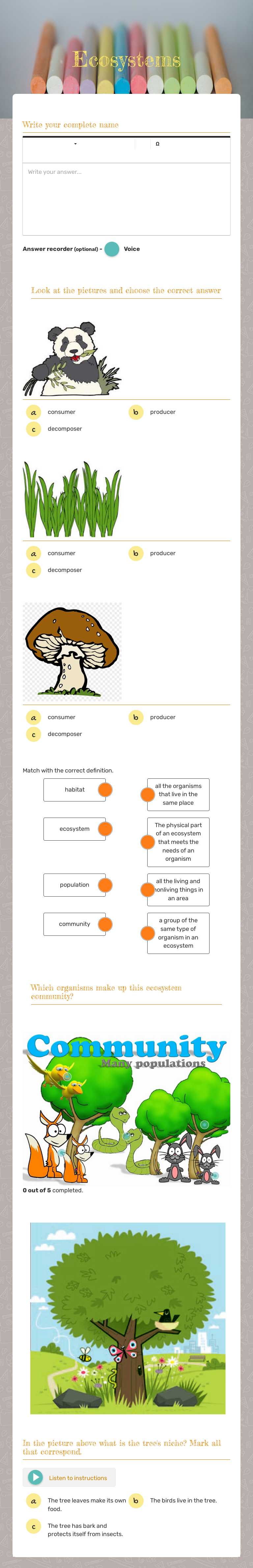 Ecosystems worksheet preview image
