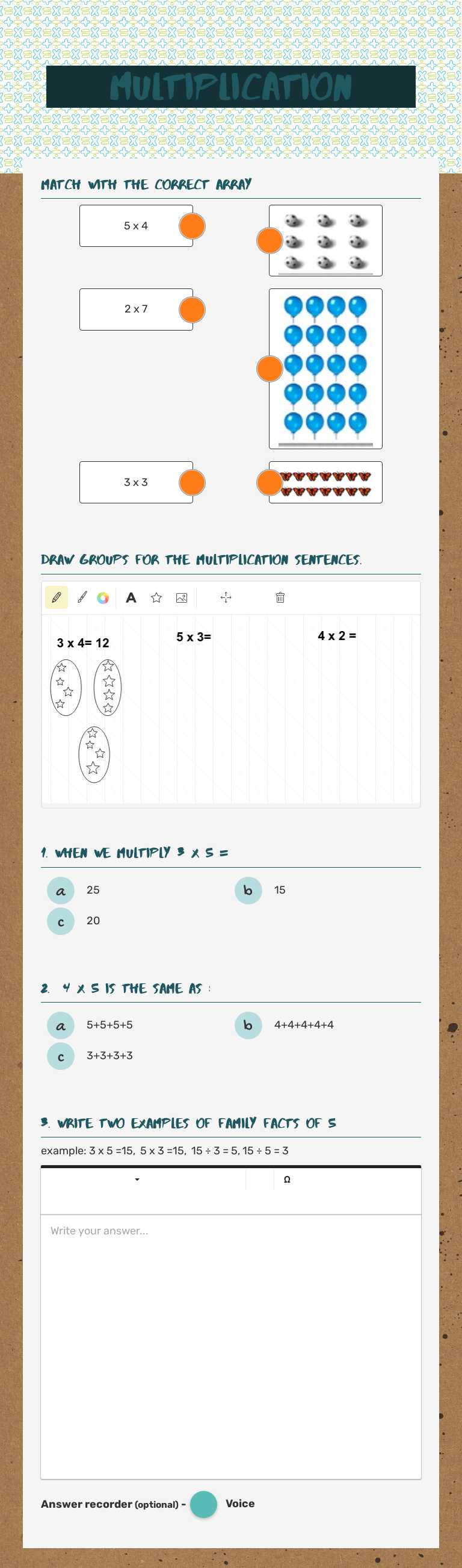 Multiplication worksheet preview image