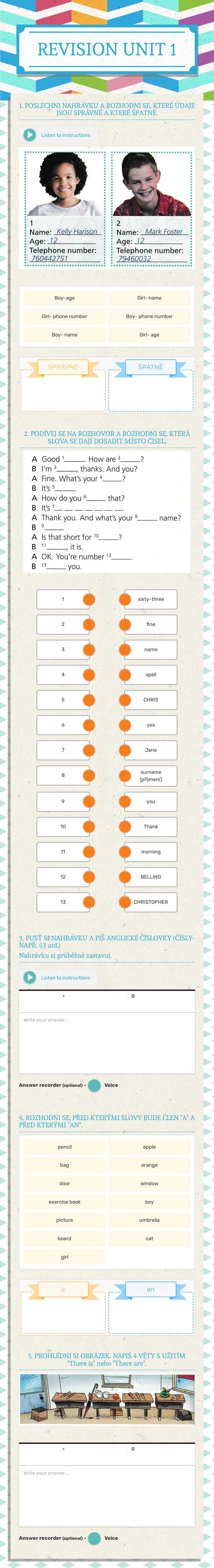 REVISION UNIT 1 worksheet preview image