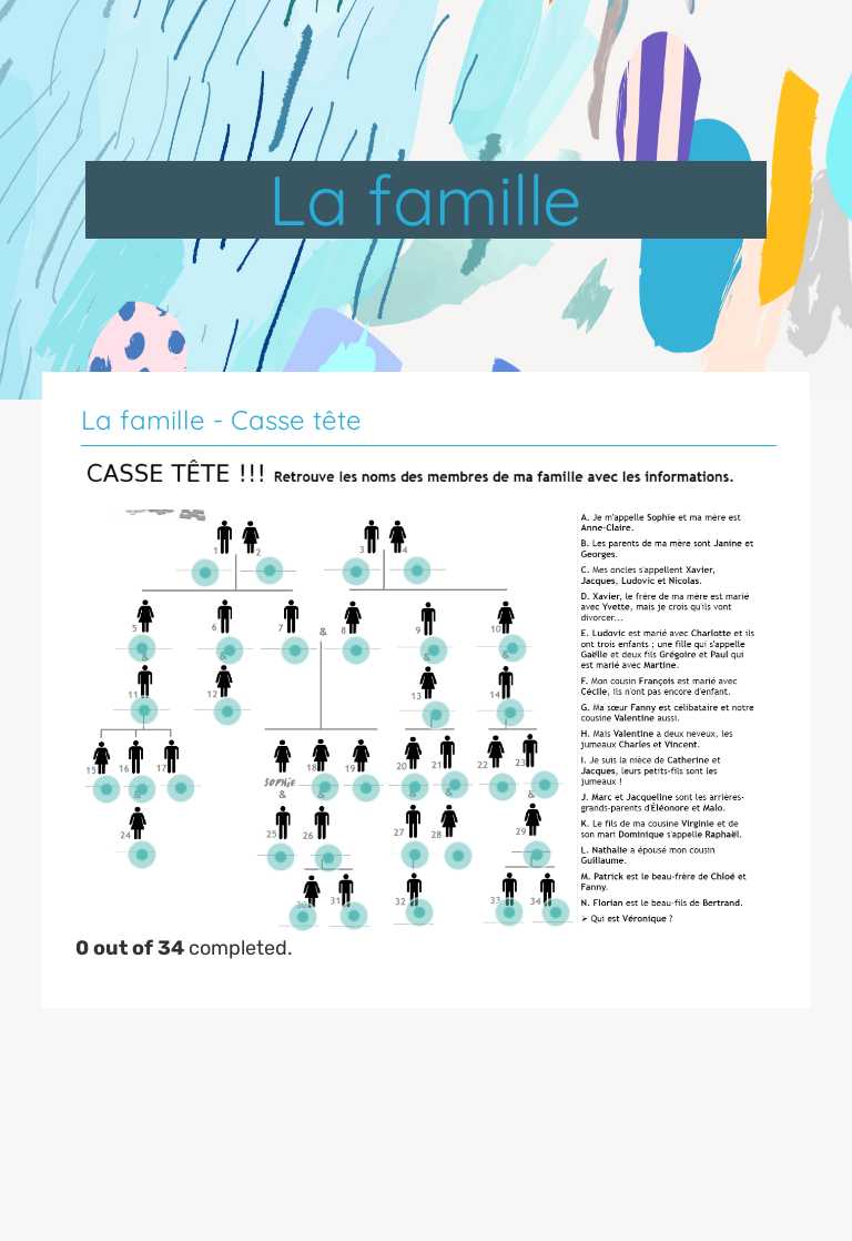 La famille worksheet preview image